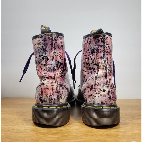 DR. MARTENS Pink London Icons Leather Boots Size 5 UK MADE In England US Size 7 - Picture 3 of 12